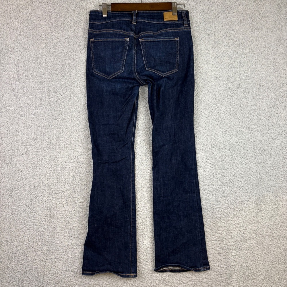 American Eagle Kick Boot Jeans Womens 10 Blue Next Level Stretch Dark Wash Denim - Picture 3 of 9